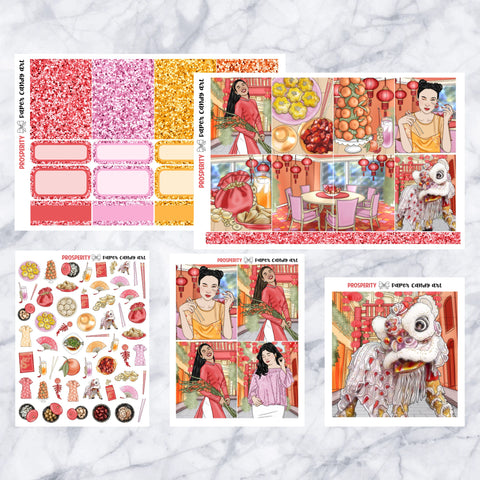 ADD-ONS Prosperity // Planner Stickers // double box, glitter headers, full boxes, deco, fashion girls