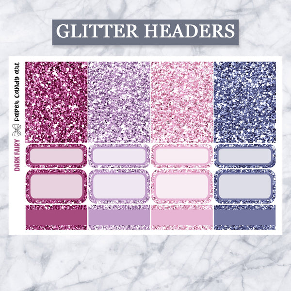 ADD-ONS Dark Fairy // Planner Stickers // double box, glitter headers, full boxes, deco, fashion girls