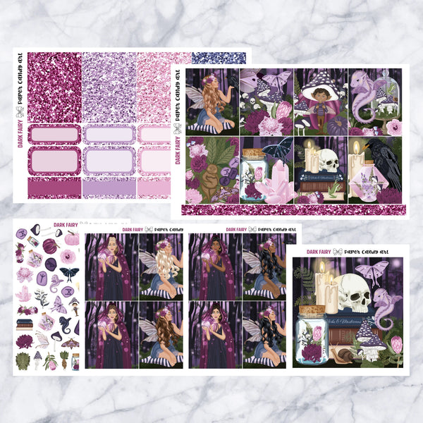 ADD-ONS Dark Fairy // Planner Stickers // double box, glitter headers, full boxes, deco, fashion girls