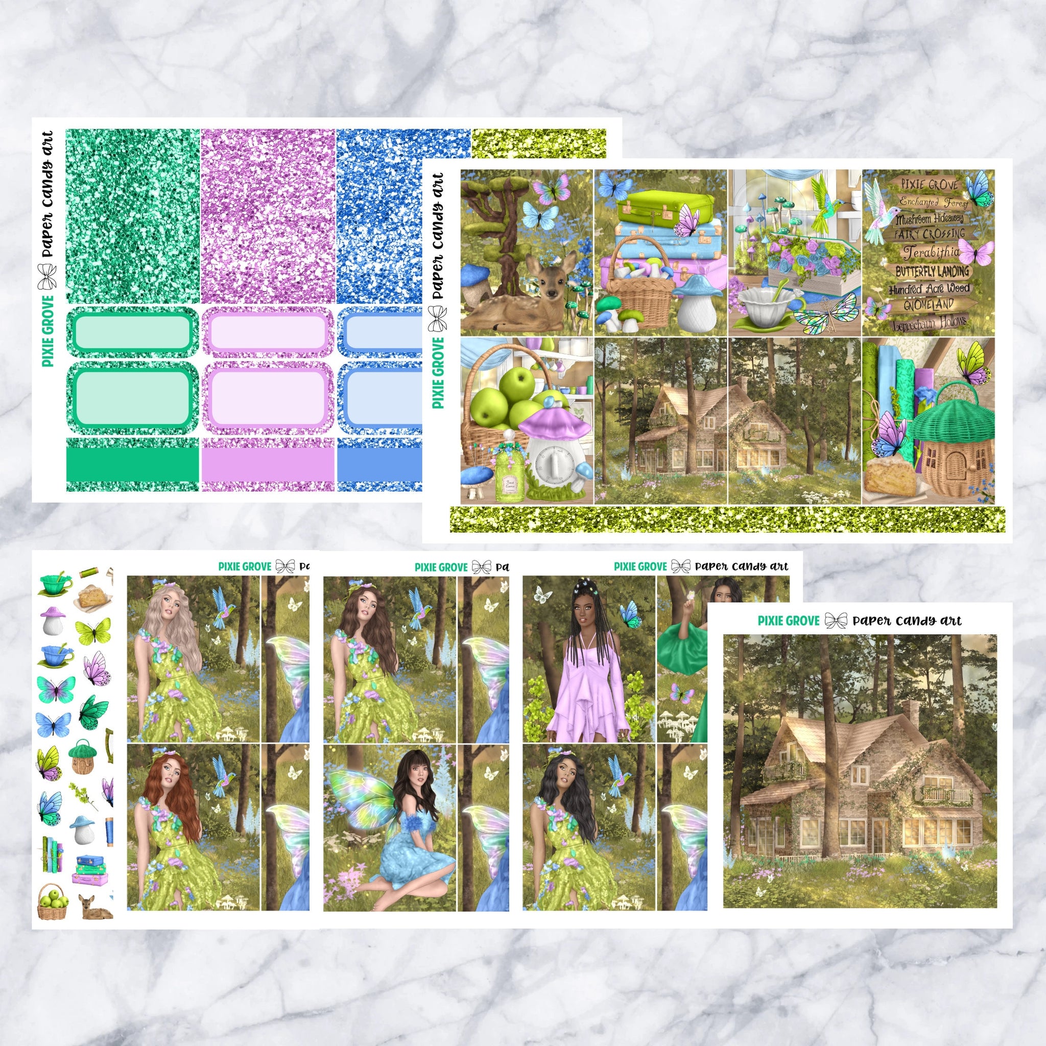 ADD-ONS Pixie Grove // Planner Stickers // double box, glitter headers, full boxes, deco, fashion girls