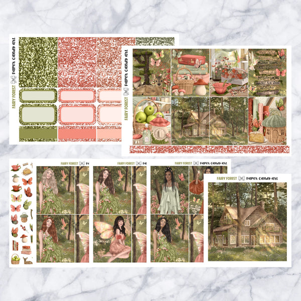 ADD-ONS Fairy Forest // Planner Stickers // double box, glitter headers, full boxes, deco, fashion girls