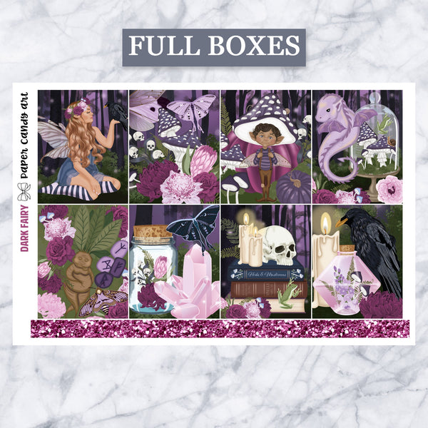 ADD-ONS Dark Fairy // Planner Stickers // double box, glitter headers, full boxes, deco, fashion girls