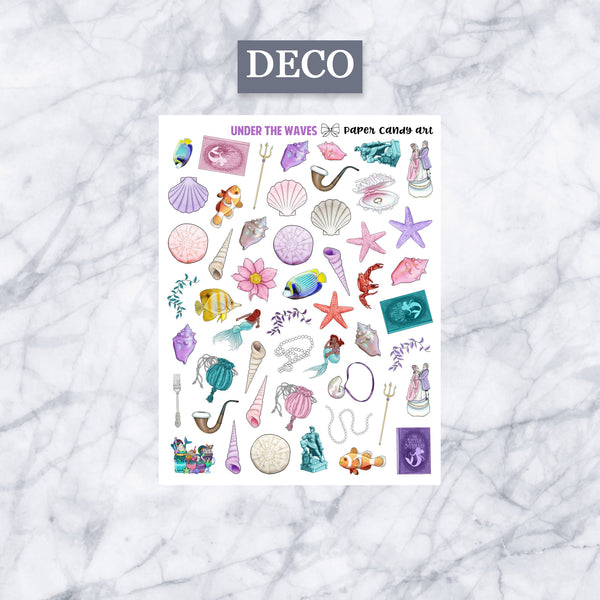 ADD-ONS Under the Waves // Planner Stickers // double box, glitter headers, full boxes, deco, fashion girls