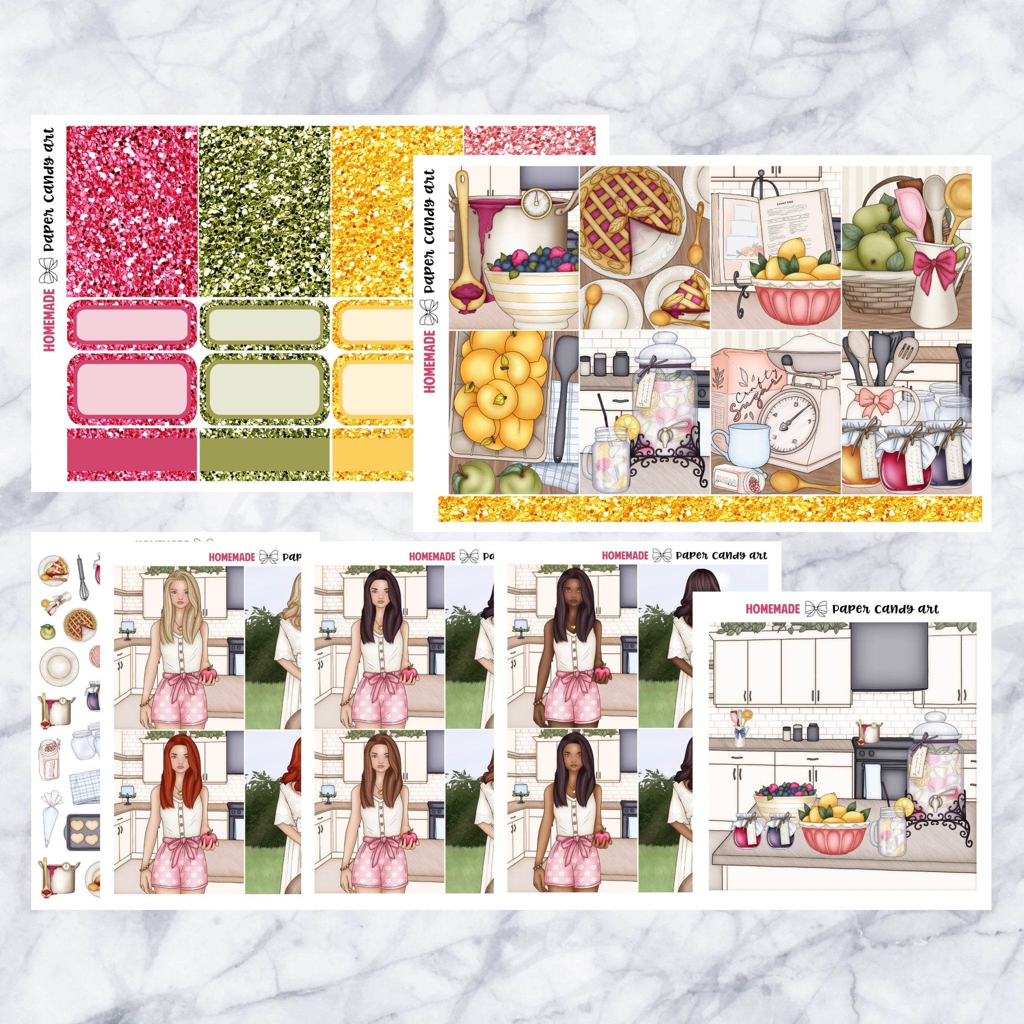 ADD-ONS Homemade // Planner Stickers // double box, glitter headers, full boxes, deco, fashion girls