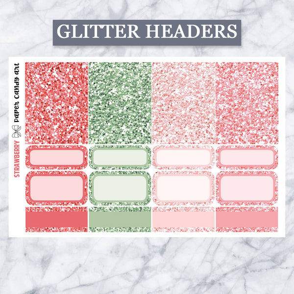 ADD-ONS Strawberry // Planner Stickers // double box, glitter headers, full boxes, deco, fashion girls