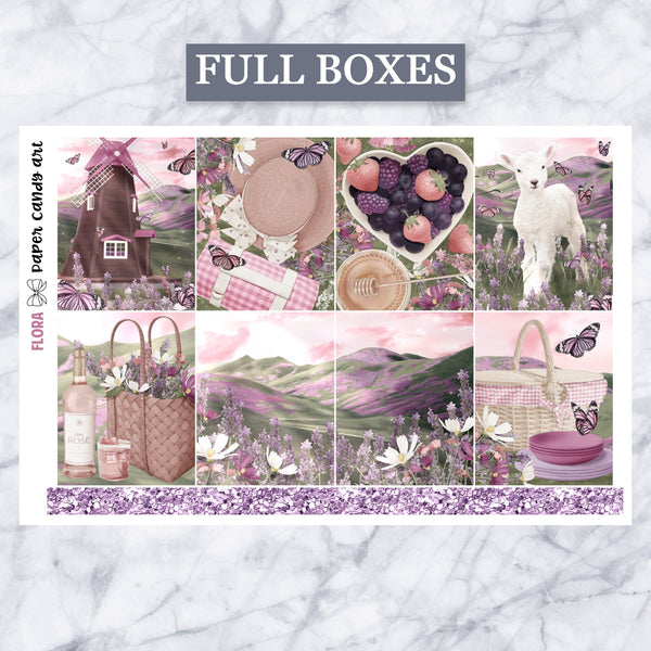 ADD-ONS Flora // Planner Stickers // double box, glitter headers, full boxes, deco, fashion girls