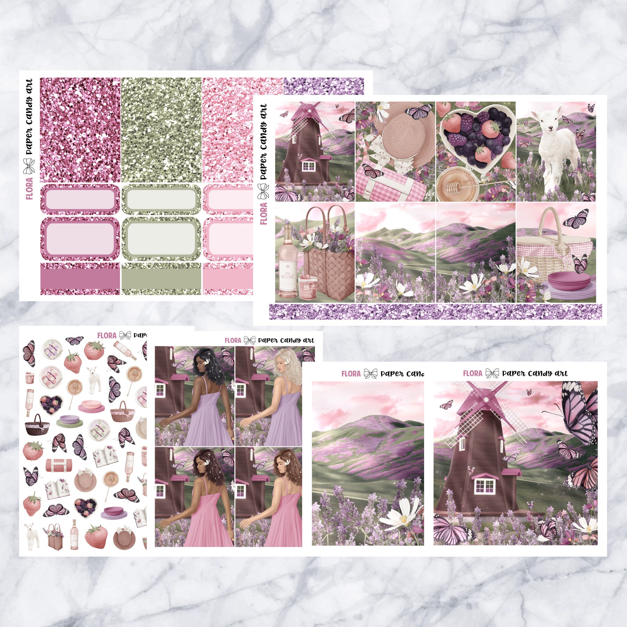 ADD-ONS Flora // Planner Stickers // double box, glitter headers, full boxes, deco, fashion girls