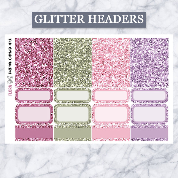ADD-ONS Flora // Planner Stickers // double box, glitter headers, full boxes, deco, fashion girls