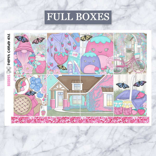 ADD-ONS Berries // Planner Stickers // double box, glitter headers, full boxes, deco, fashion girls