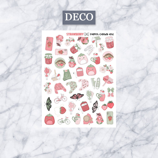 ADD-ONS Strawberry // Planner Stickers // double box, glitter headers, full boxes, deco, fashion girls
