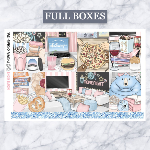ADD-ONS Movie Night // Planner Stickers // double box, glitter headers, full boxes, deco, fashion girls
