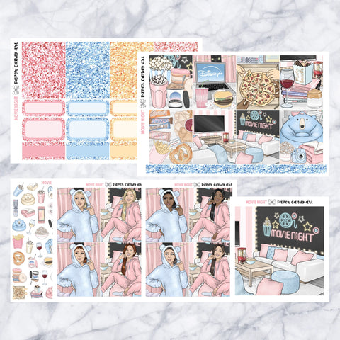 ADD-ONS Movie Night // Planner Stickers // double box, glitter headers, full boxes, deco, fashion girls
