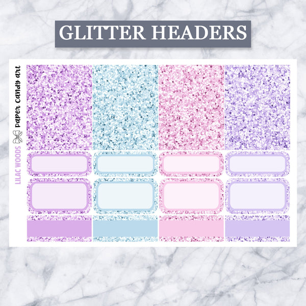 ADD-ONS Lilac Woods // Planner Stickers // double box, glitter headers, full boxes, deco, fashion girls