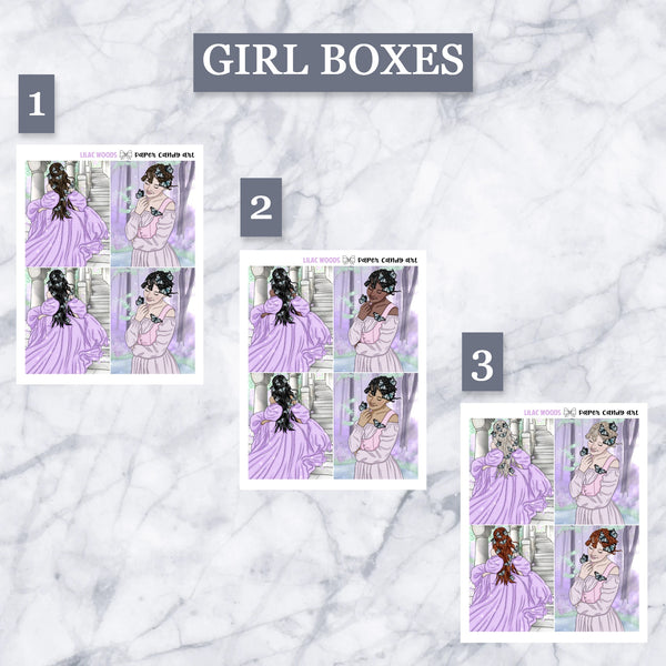 ADD-ONS Lilac Woods // Planner Stickers // double box, glitter headers, full boxes, deco, fashion girls