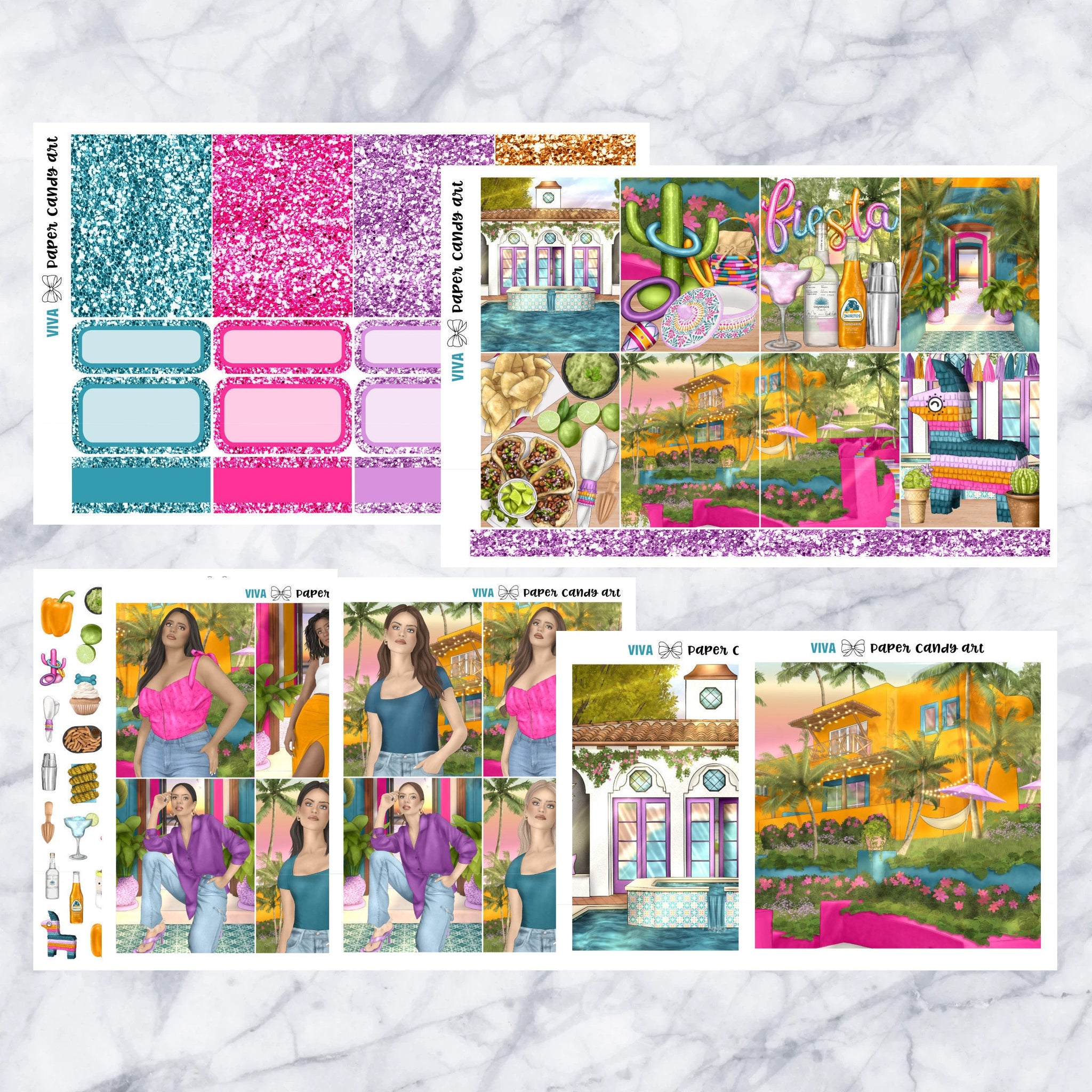 ADD-ONS Viva // Planner Stickers // double box, glitter headers, full boxes, deco, fashion girls