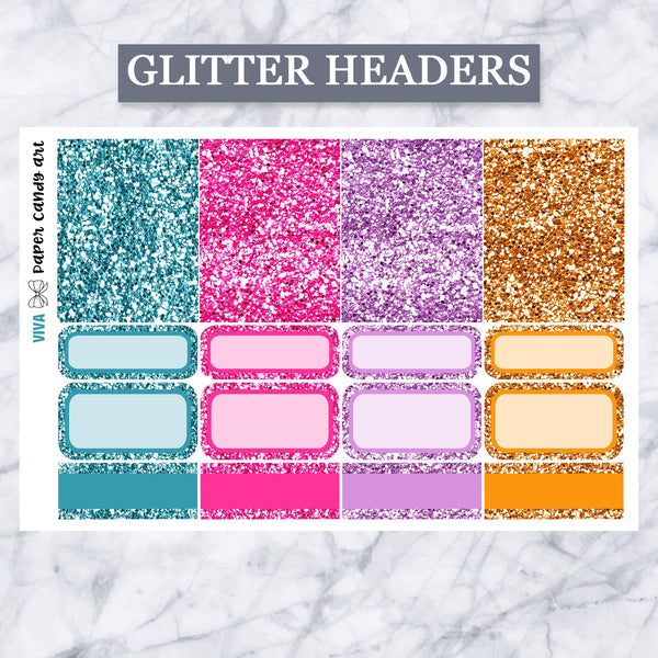 ADD-ONS Viva // Planner Stickers // double box, glitter headers, full boxes, deco, fashion girls