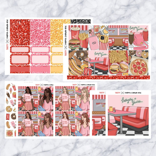 ADD-ONS Tasty // Planner Stickers // double box, glitter headers, full boxes, deco, fashion girls