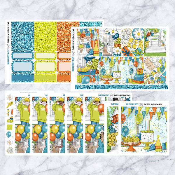 ADD-ONS Birthday Boy // Planner Stickers // double box, glitter headers, full boxes, deco, fashion girls