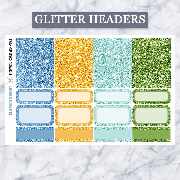 ADD-ONS Cliffside Resort // Planner Stickers // double box, glitter headers, full boxes, deco, fashion girls