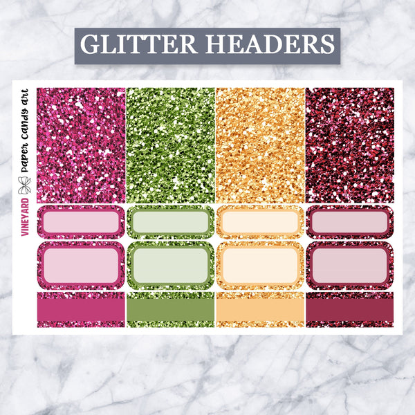ADD-ONS Vineyard // Planner Stickers // double box, glitter headers, full boxes, deco