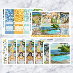 ADD-ONS Cliffside Resort // Planner Stickers // double box, glitter headers, full boxes, deco, fashion girls