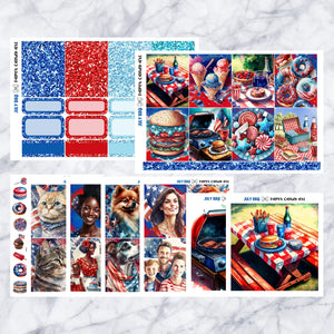 ADD-ONS July BBQ // Planner Stickers // double box, glitter headers, full boxes, deco