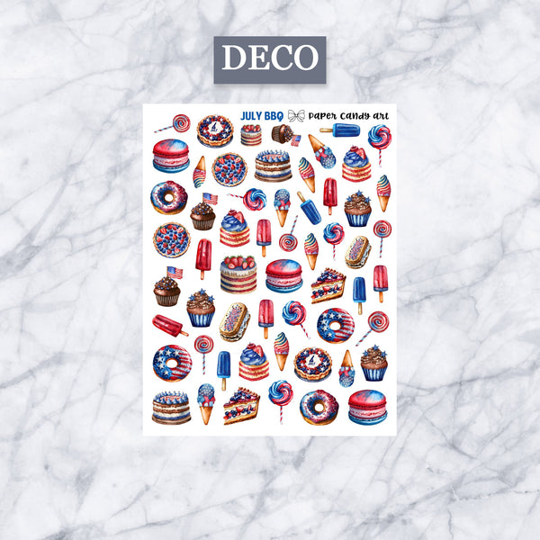 ADD-ONS July BBQ // Planner Stickers // double box, glitter headers, full boxes, deco