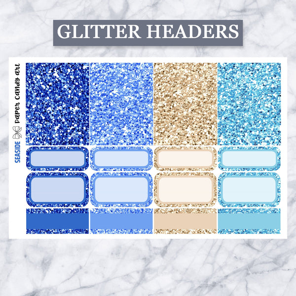 ADD-ONS Seaside // Planner Stickers // double box, glitter headers, full boxes, deco, fashion girls
