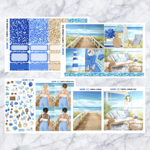 ADD-ONS Seaside // Planner Stickers // double box, glitter headers, full boxes, deco, fashion girls