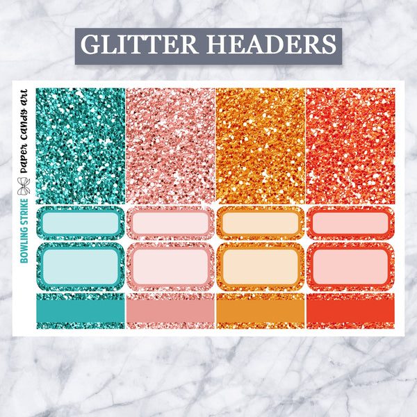 ADD-ONS Bowling Strike // Planner Stickers // double box, glitter headers, full boxes, deco, fashion girls