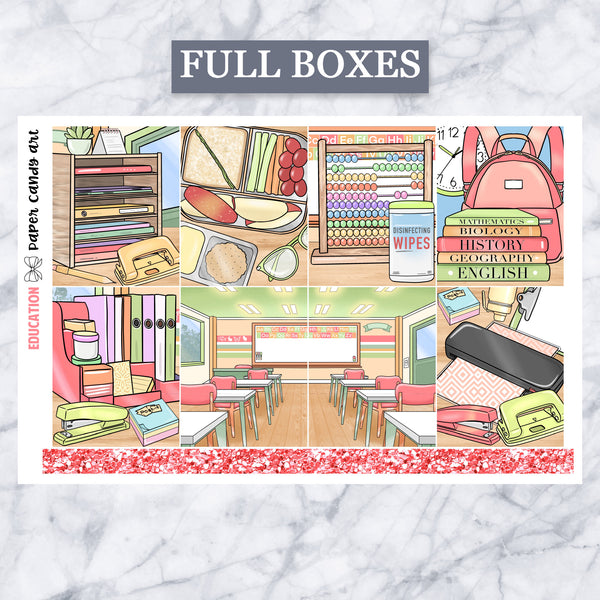 ADD-ONS Education // Planner Stickers // double box, glitter headers, full boxes, deco, fashion girls