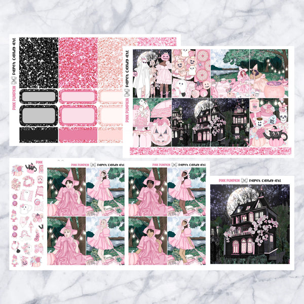 ADD-ONS Pink Pumpkin // Planner Stickers // double box, glitter headers, full boxes, deco, fashion girls