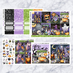 ADD-ONS Spooky Cute // Planner Stickers // double box, glitter headers, full boxes, deco, fashion girls