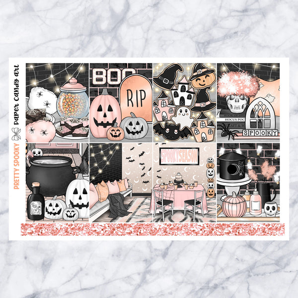 ADD-ONS Pretty Spooky // Planner Stickers // double box, glitter headers, full boxes, deco, fashion girls