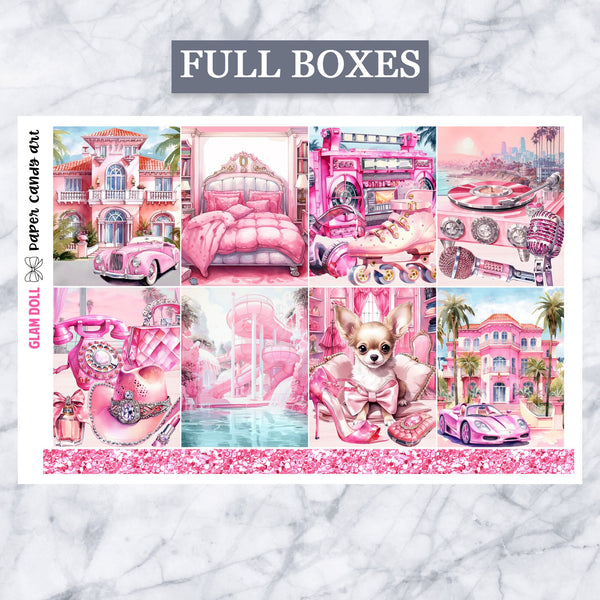 ADD-ONS Glam Doll // Planner Stickers // double box, glitter headers, full boxes, deco