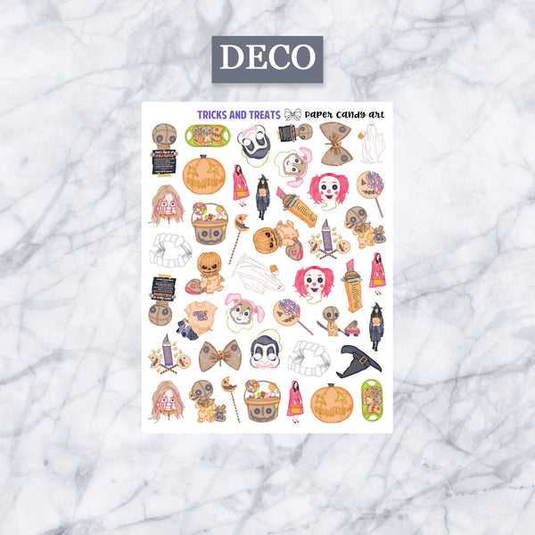 ADD-ONS Tricks and Treats // Planner Stickers // double box, glitter headers, full boxes, deco, fashion girls