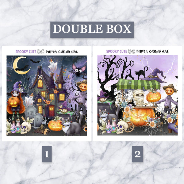 ADD-ONS Spooky Cute // Planner Stickers // double box, glitter headers, full boxes, deco, fashion girls