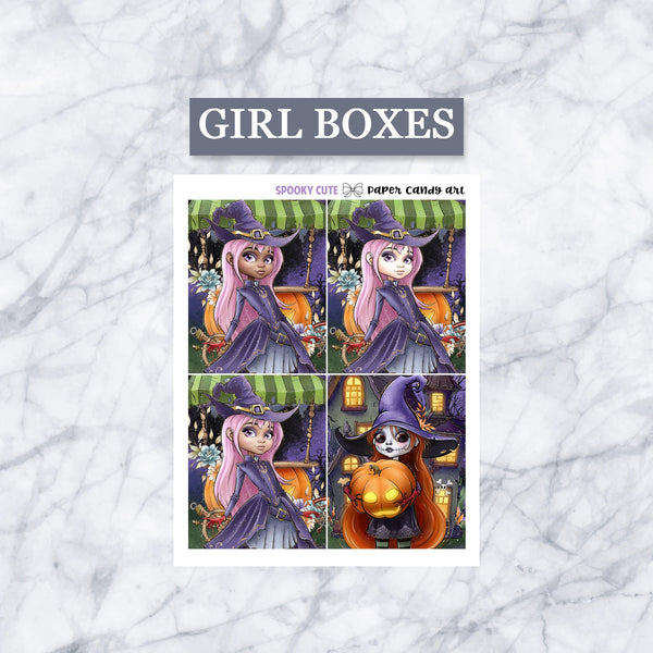 ADD-ONS Spooky Cute // Planner Stickers // double box, glitter headers, full boxes, deco, fashion girls