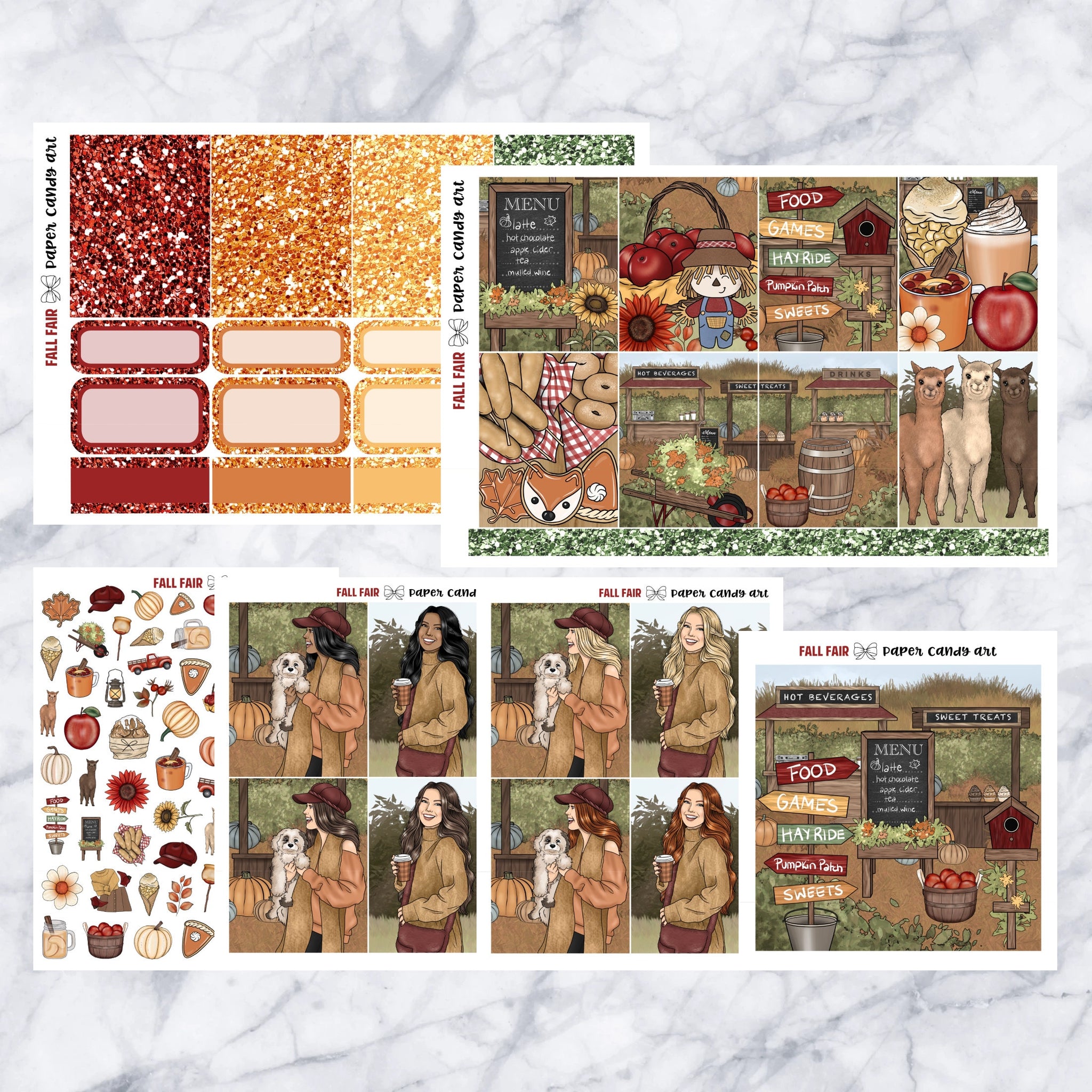 ADD-ONS Fall Fair // Planner Stickers // double box, glitter headers, full boxes, deco, fashion girls