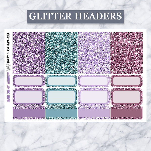 ADD-ONS Rain On My Window // Planner Stickers // double box, glitter headers, full boxes, deco, fashion girls