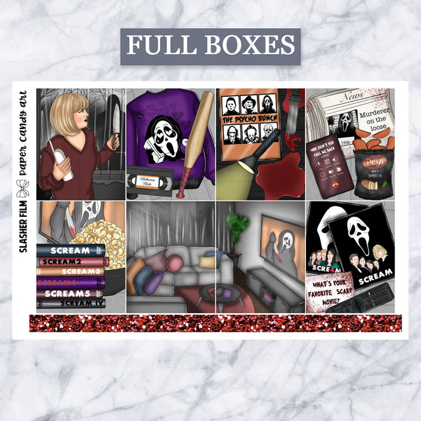 ADD-ONS Slasher Film // Planner Stickers // double box, glitter headers, full boxes, deco, fashion girls