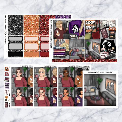 ADD-ONS Slasher Film // Planner Stickers // double box, glitter headers, full boxes, deco, fashion girls