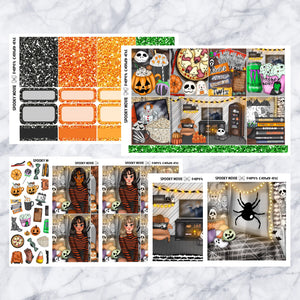 ADD-ONS Spooky Movie // Planner Stickers // double box, glitter headers, full boxes, deco, fashion girls