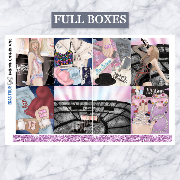 ADD-ONS Eras Tour // Planner Stickers // double box, glitter headers, full boxes, deco, fashion girls
