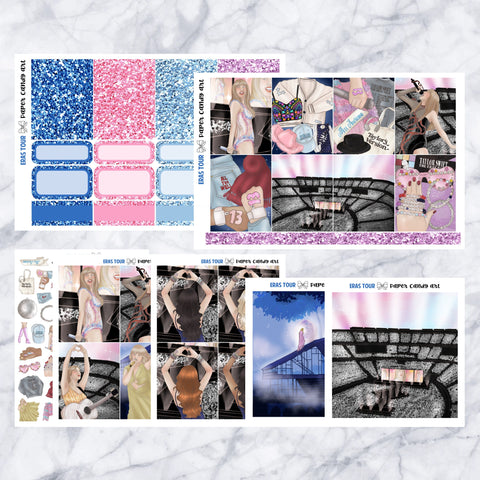 ADD-ONS Eras Tour // Planner Stickers // double box, glitter headers, full boxes, deco, fashion girls