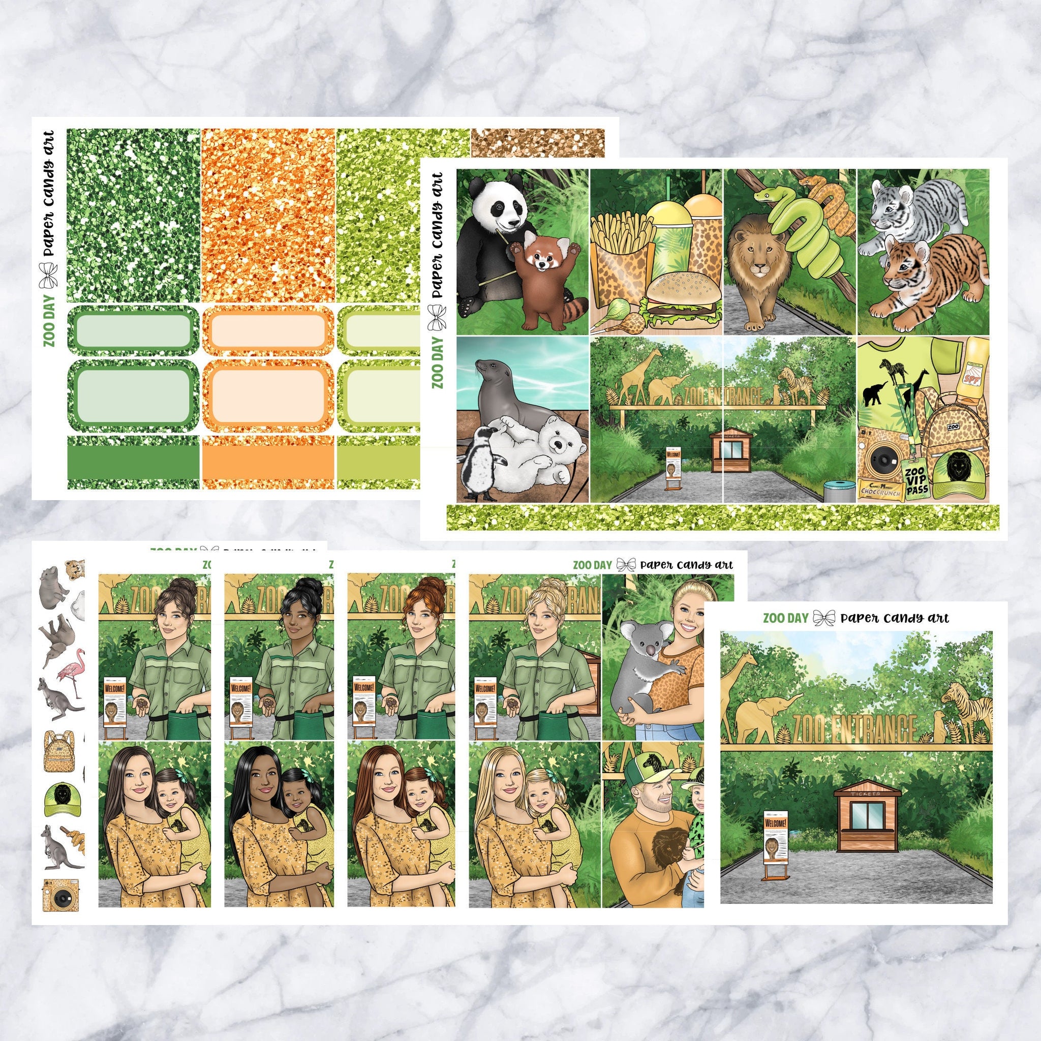 ADD-ONS Zoo Day // Planner Stickers // double box, glitter headers, full boxes, deco, fashion girls