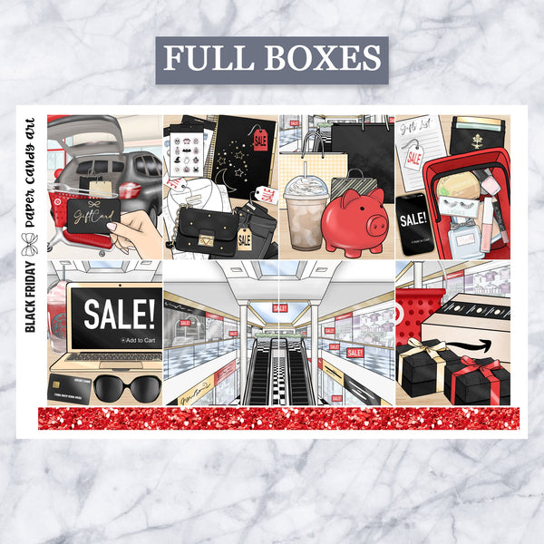 ADD-ONS Black Friday // Planner Stickers // double box, glitter headers, full boxes, deco, fashion girls