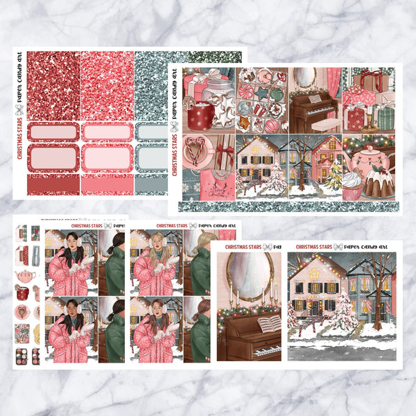 ADD-ONS Christmas Stars // Planner Stickers // double box, glitter headers, full boxes, deco, fashion girls