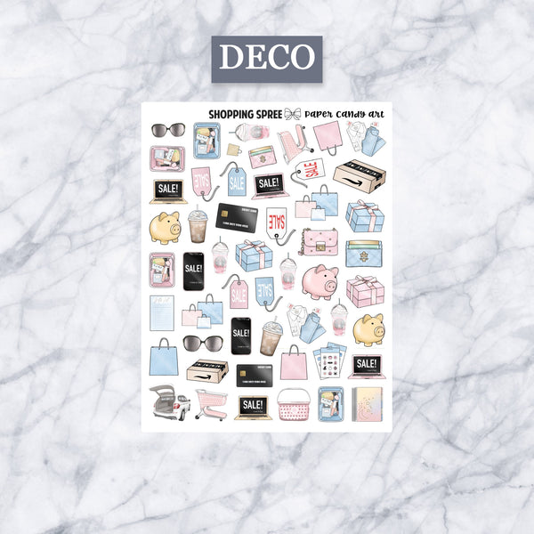 ADD-ONS Shopping Spree // Planner Stickers // double box, glitter headers, full boxes, deco, fashion girls