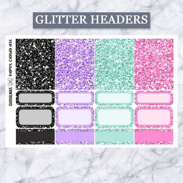 ADD-ONS Ghoulmas // Planner Stickers // double box, glitter headers, full boxes, deco, fashion girls